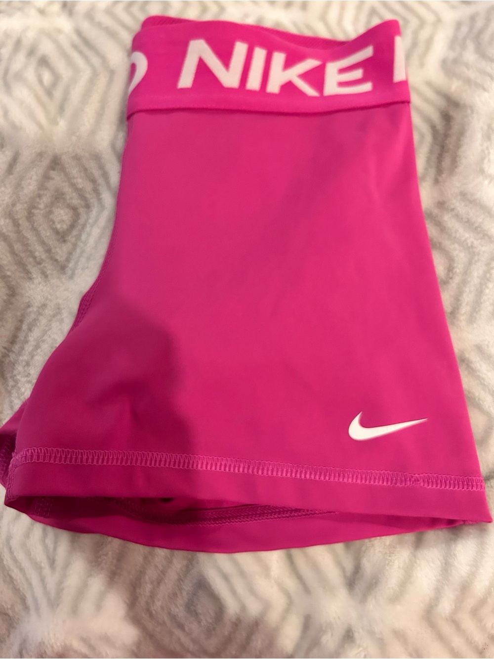 Nike Bright Pink Girls' Athletic Shorts with White Logo Waistband